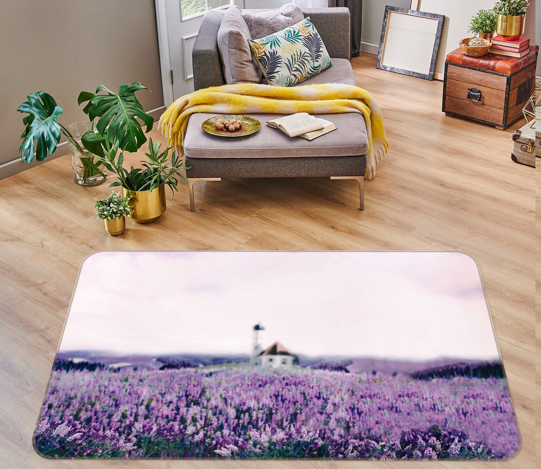 3D Lavender Bushes 75168 Non Slip Rug Mat