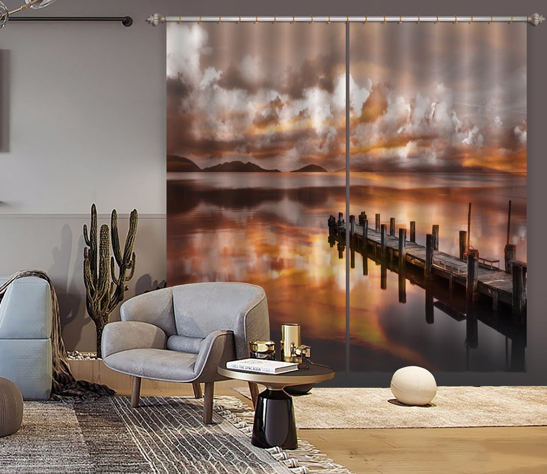 3D River Bridge 163 Marco Carmassi Curtain Curtains Drapes Curtains AJ Creativity Home 