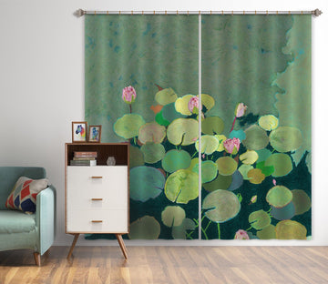 3D Lotus Pond 276 Allan P. Friedlander Curtain Curtains Drapes Curtains AJ Creativity Home 