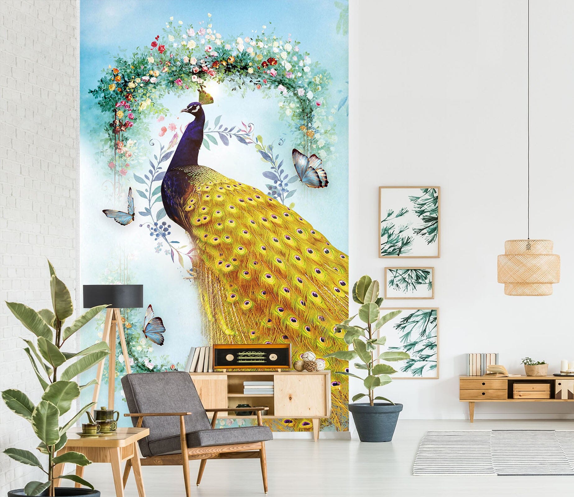 3D Golden Peacock 1838 Wall Murals Wallpaper AJ Wallpaper 2 