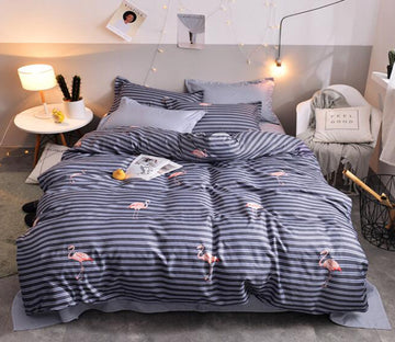 3D Horizontal Stripes Flamingo 12033 Bed Pillowcases Quilt
