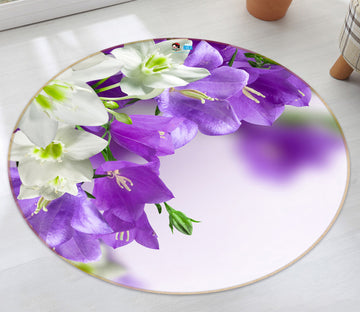 3D Purple Flowers 72059 Round Non Slip Rug Mat