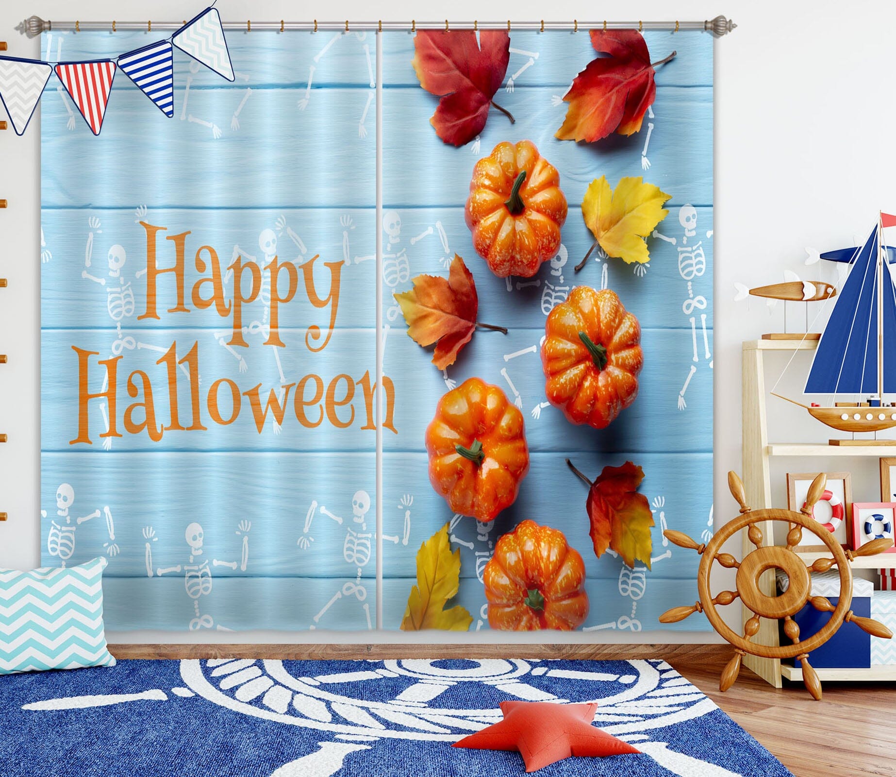 3D Pumpkin Festival 034 Halloween Curtains Drapes Curtains AJ Creativity Home 