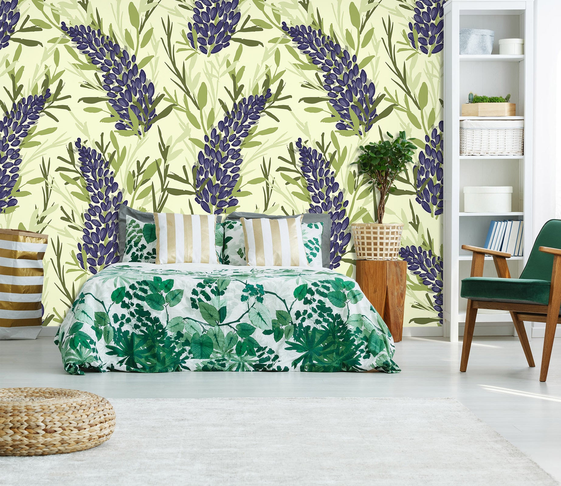 3D Purple Flower Vine 12046 Kashmira Jayaprakash Wall Mural Wall Murals