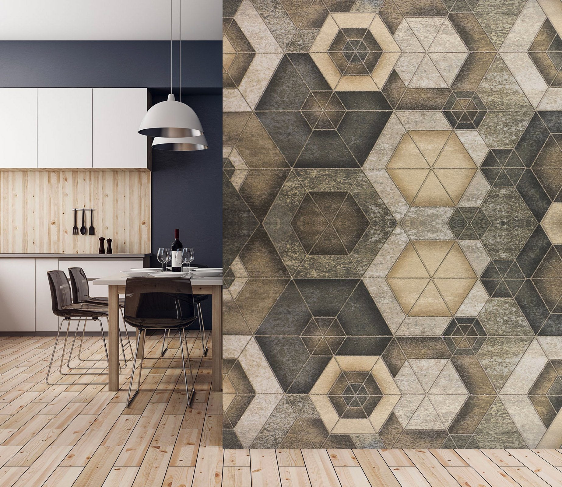 3D Hexagonal Combination 089 Marble Tile Texture Wallpaper AJ Wallpaper 2 