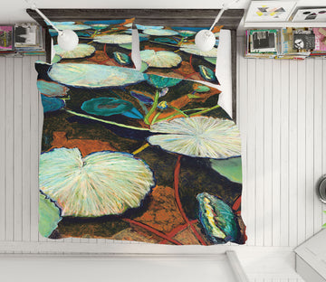 3D Frogs Lotus Leaf 1161 Allan P. Friedlander Bedding Bed Pillowcases Quilt