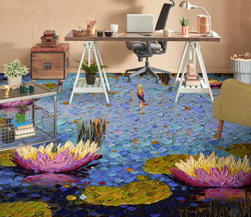 3D Lotus Pond 102158 Dena Tollefson Floor Mural