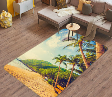 3D Coconut Tree Beach 31115 Non Slip Rug Mat