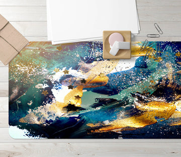 3D Dark Blue Golden Pattern 18027 Desk Mat