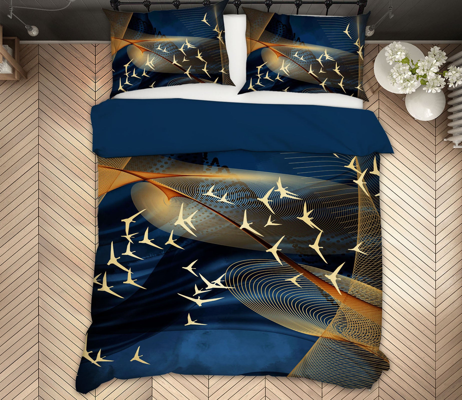 3D Flock Of Birds 15191 Bed Pillowcases Quilt