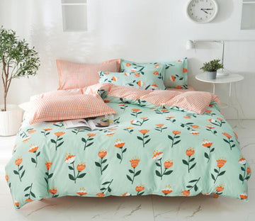 3D Mint Green Background Flower 13154 Bed Pillowcases Quilt