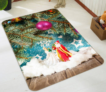 3D Santa Claus Ornaments 55044 Christmas Non Slip Rug Mat Xmas