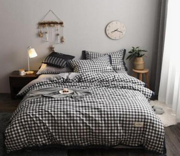 3D White And Black Grid 14025 Bed Pillowcases Quilt