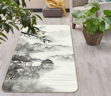 3D Mountains Pavilion 27155 Non Slip Rug Mat