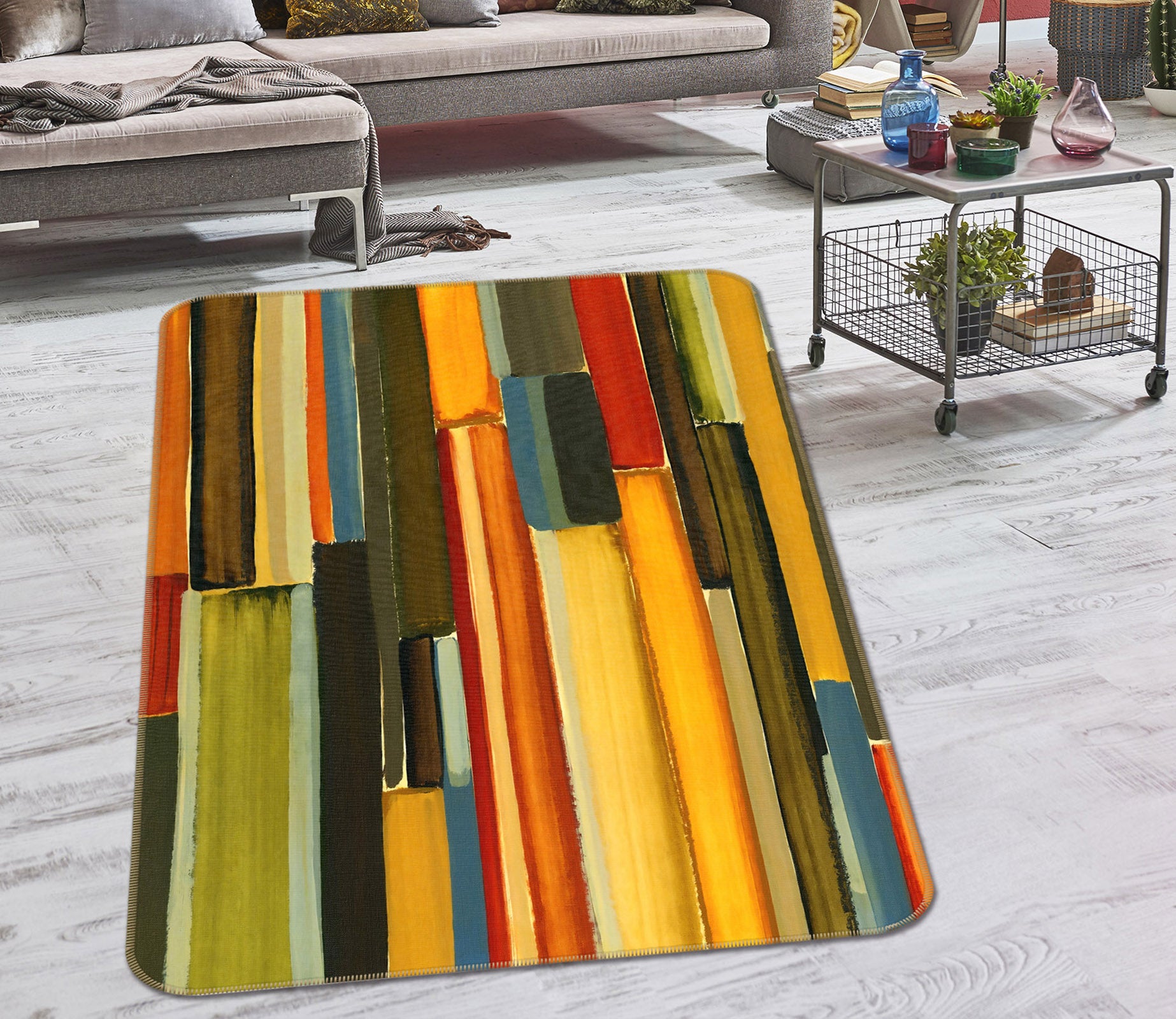 3D Color Bars 65049 Non Slip Rug Mat