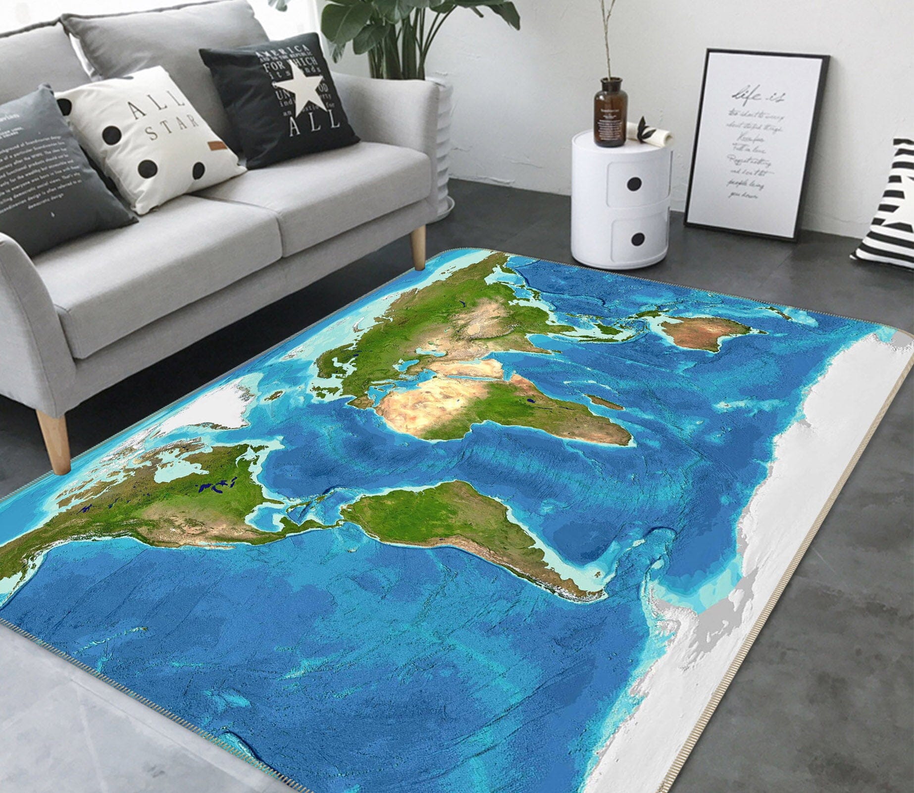 3D Blue Ocean 307 World Map Non Slip Rug Mat Mat AJ Creativity Home 