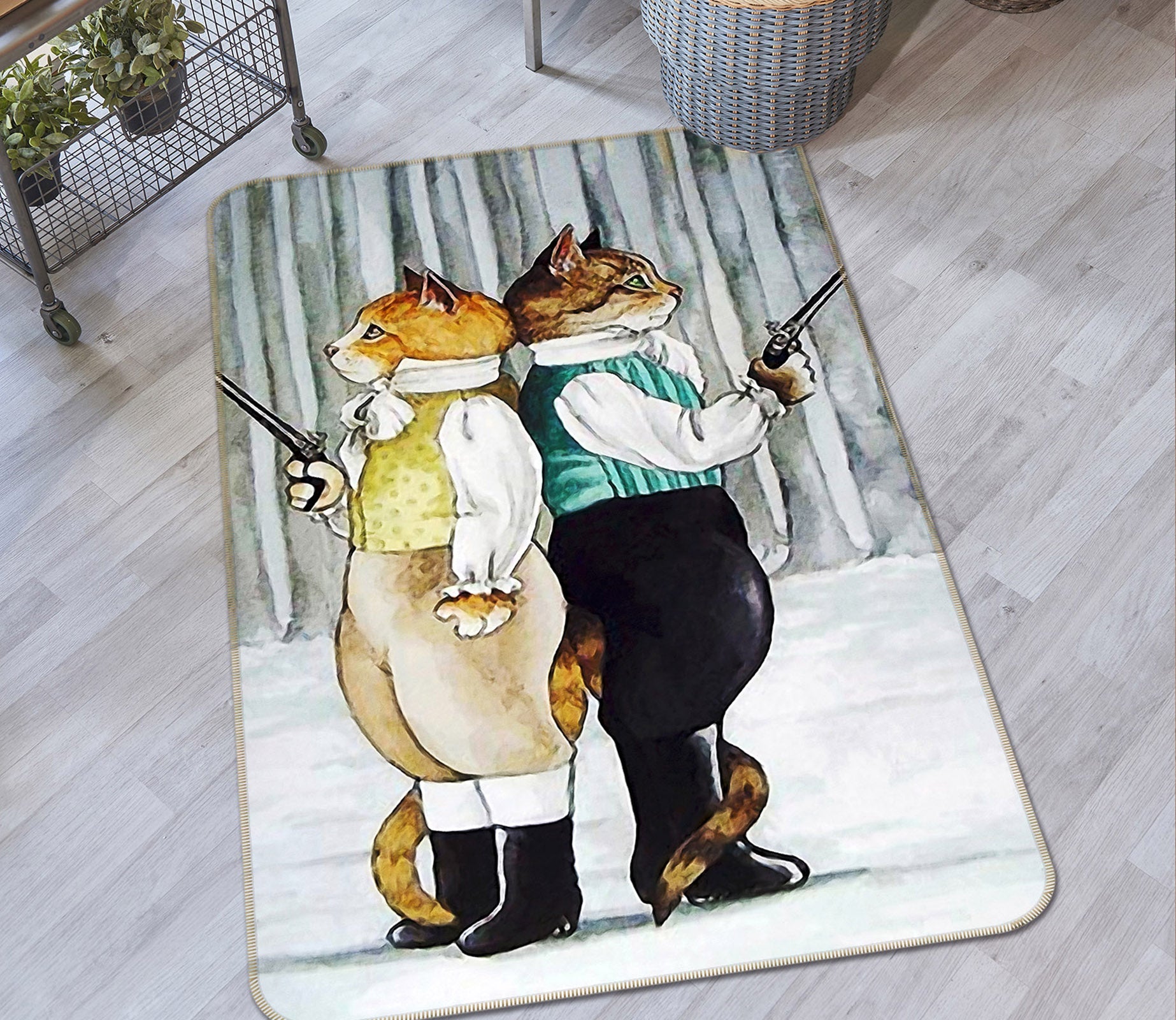 3D Two Cats 65020 Non Slip Rug Mat