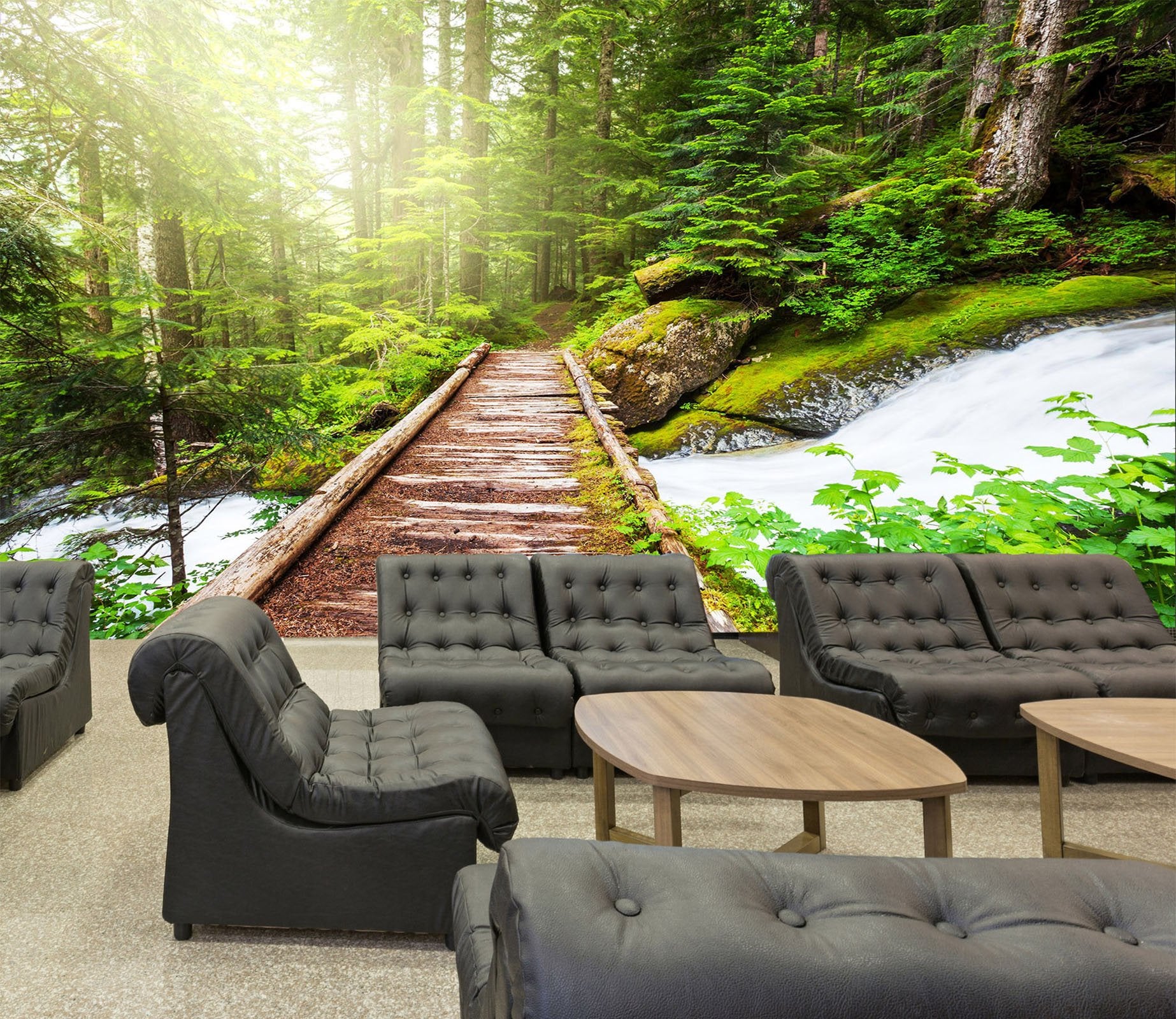 3D Wooden bridge in the forest 26 Wall Murals Wallpaper AJ Wallpaper 