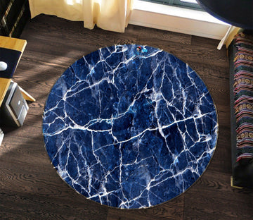 3D Blue Bottom White Line 125 Round Non Slip Rug Mat Mat AJ Creativity Home 