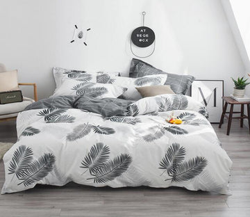 3D Grey Double Feather 6157 Bed Pillowcases Quilt