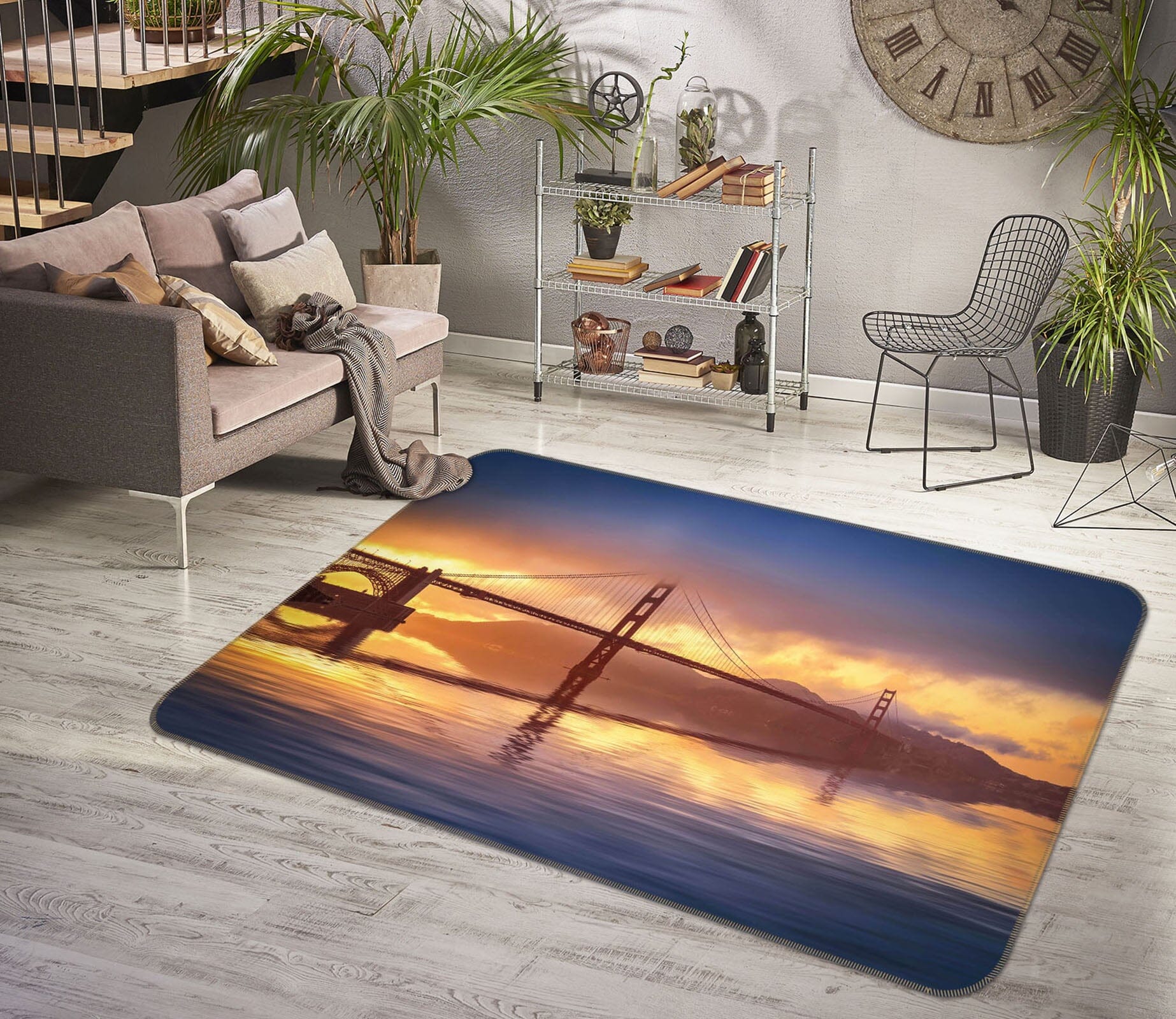 3D Dusk Bridge 1163 Marco Carmassi Rug Non Slip Rug Mat Mat AJ Creativity Home 