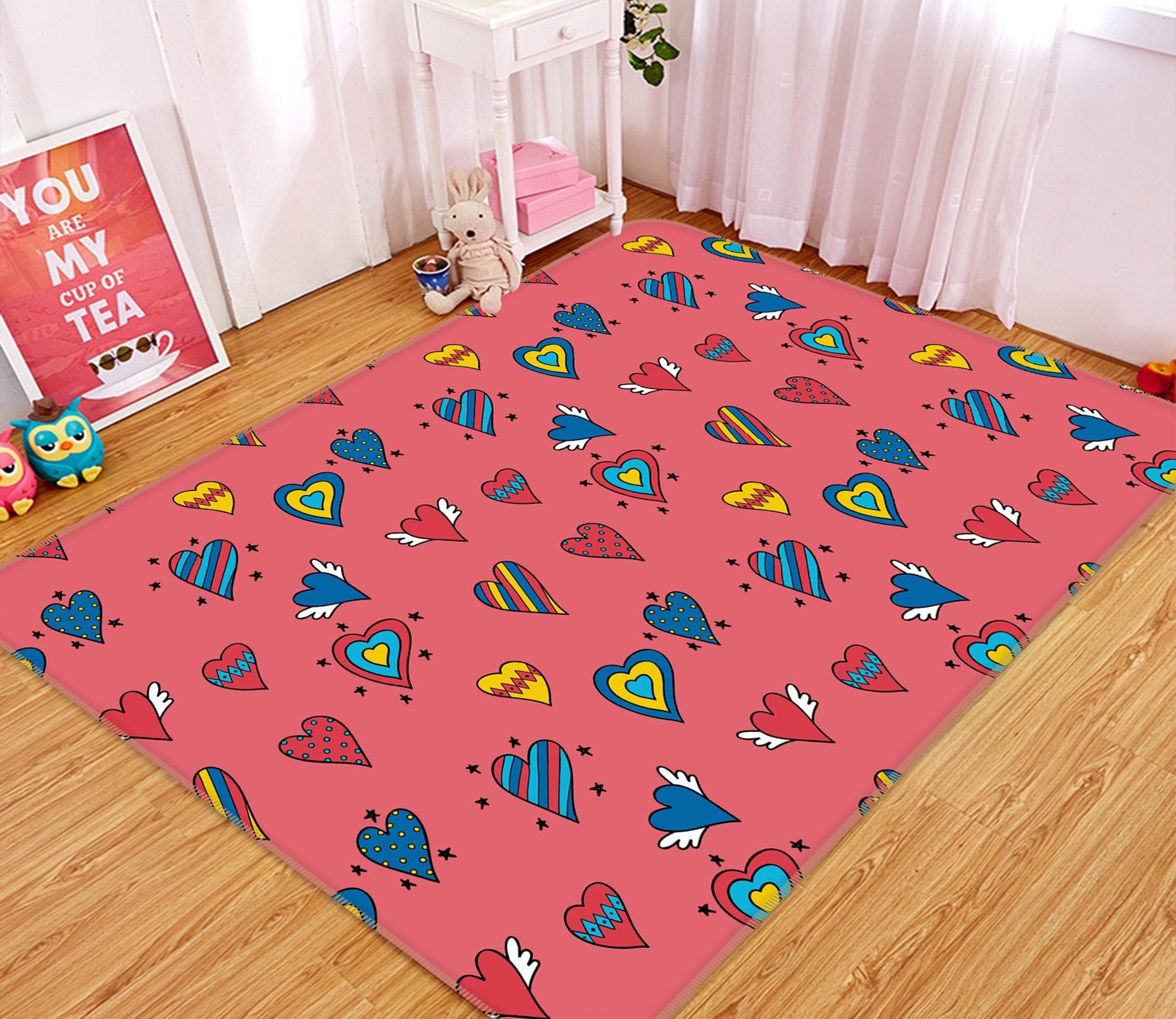 3D Heart Pattern 30093 Non Slip Rug Mat