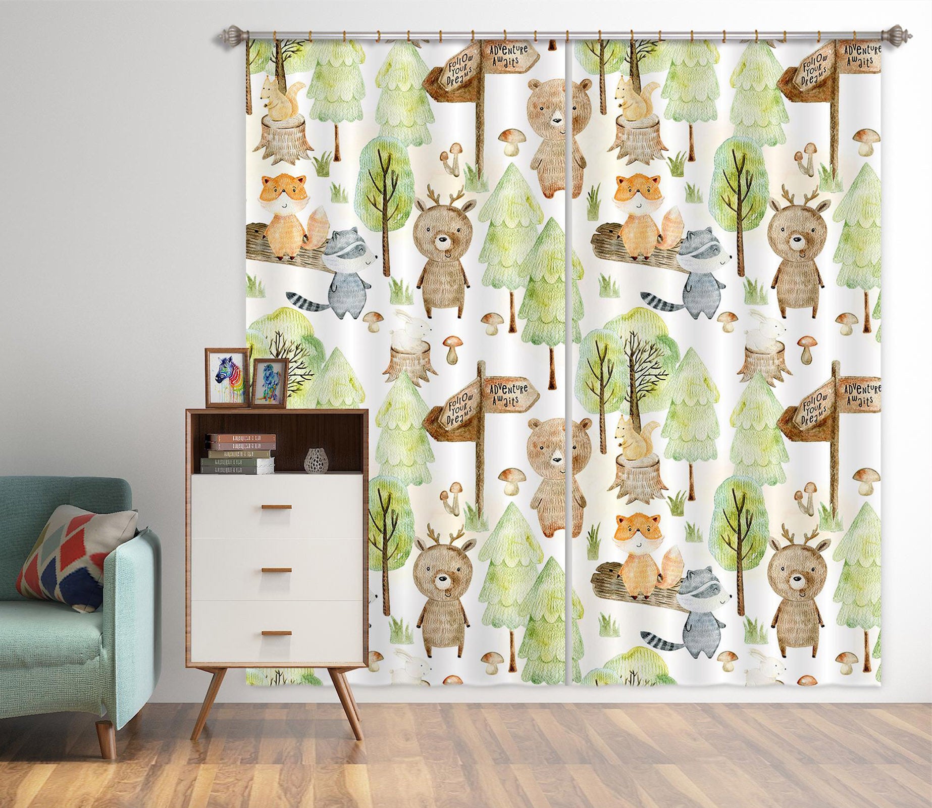 3D Squirrel Bear Tree 148 Uta Naumann Curtain Curtains Drapes