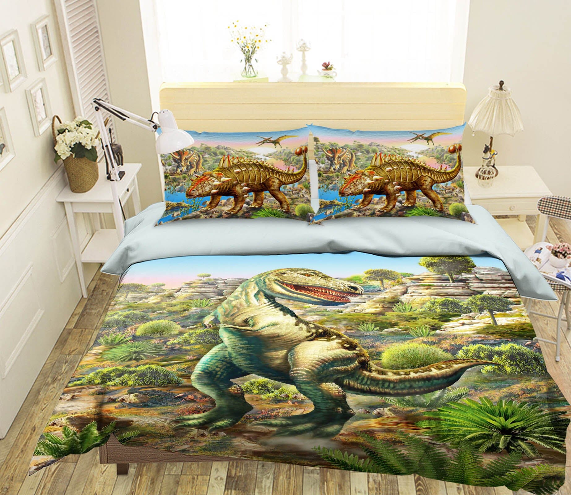 3D Dinosaur World 2103 Adrian Chesterman Bedding Bed Pillowcases Quilt Quiet Covers AJ Creativity Home 