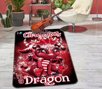 3D Christmas Dragon 8514 Sheena Pike Rug Non Slip Rug Mat
