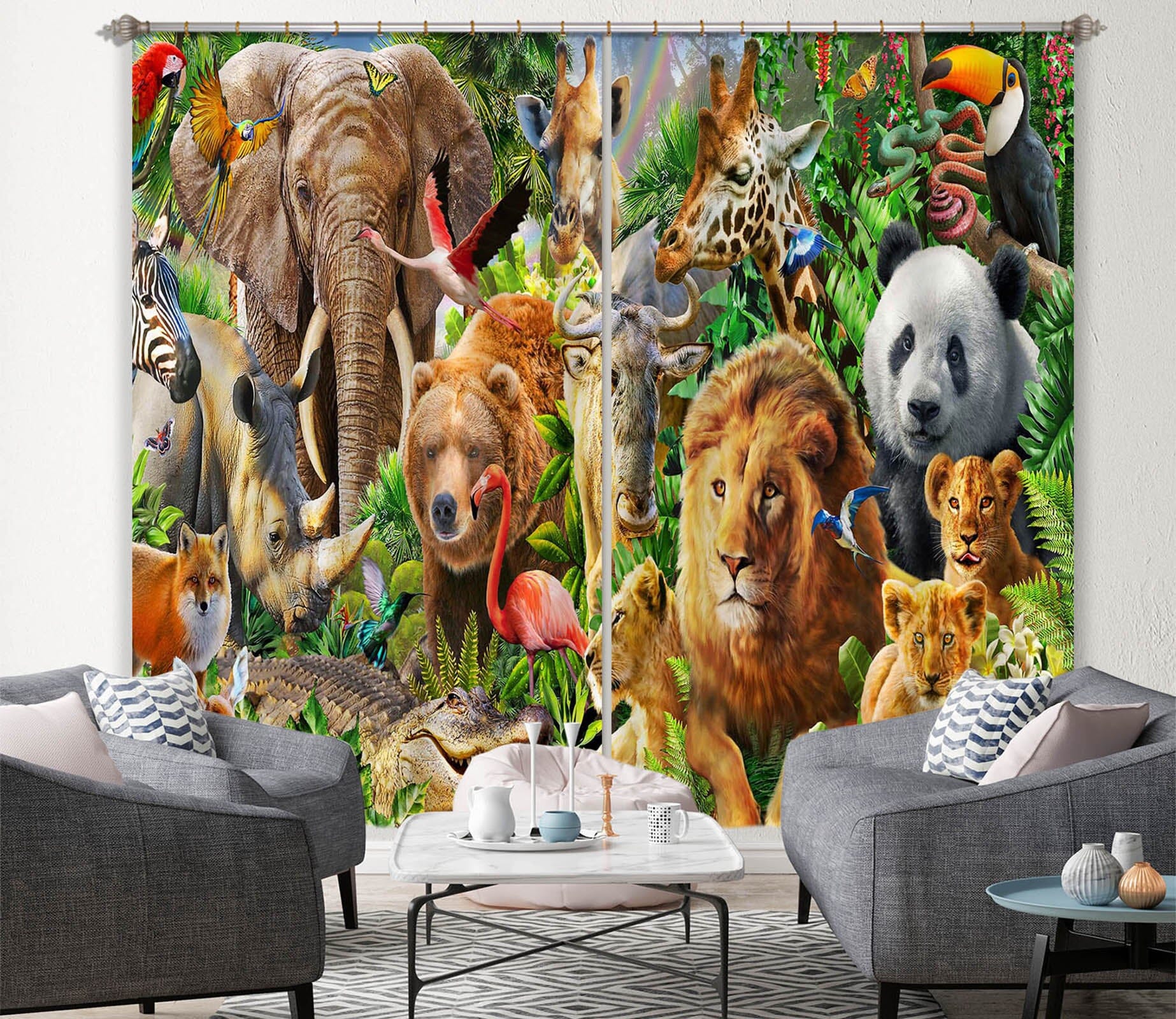 3D Beast World 064 Adrian Chesterman Curtain Curtains Drapes Curtains AJ Creativity Home 