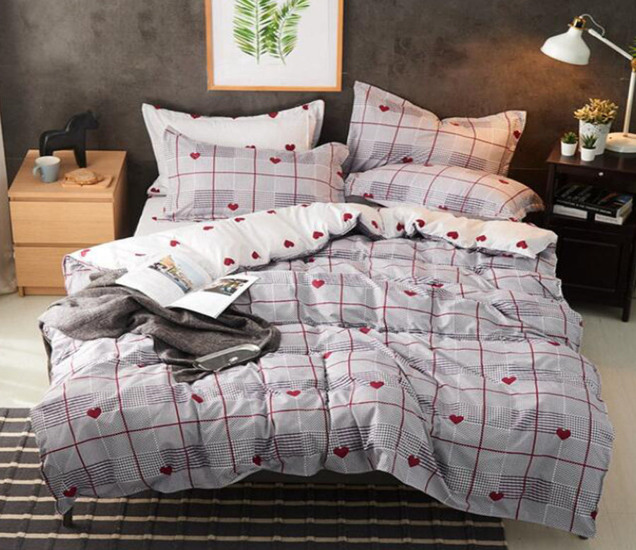 3D Red Heart 2143 Bed Pillowcases Quilt
