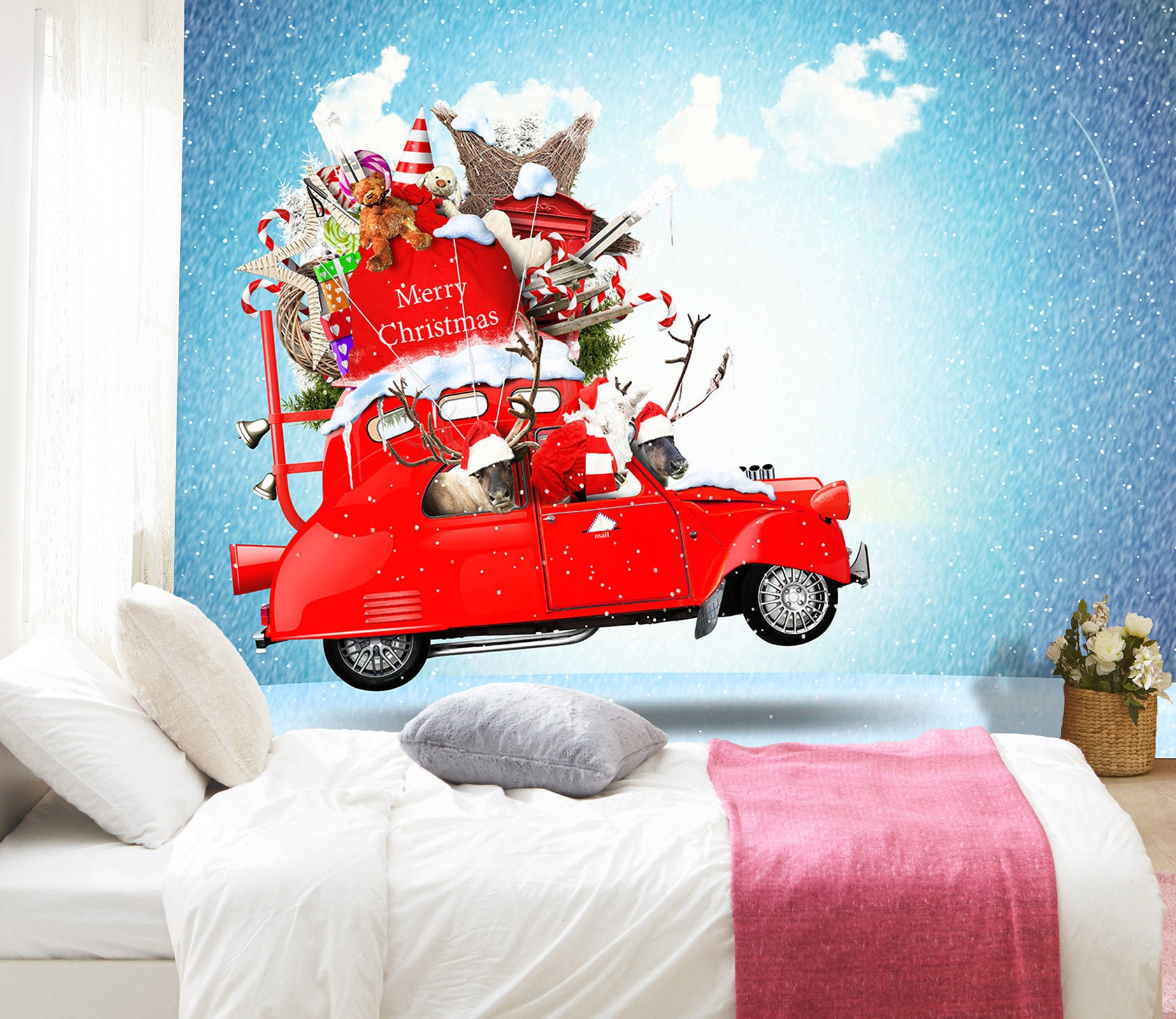 3D Christmas Gift Deer 329 Vehicle Wall Murals