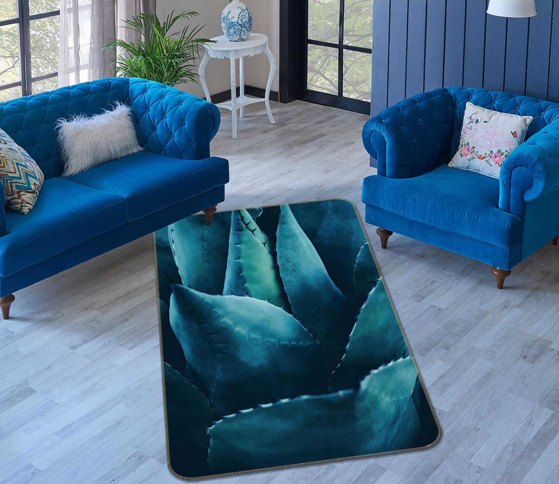 3D Aloe Leaf 84124 Boris Draschoff Rug Non Slip Rug Mat
