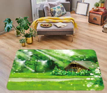 3D Trees Grass House 75176 Non Slip Rug Mat