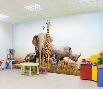 3D Elephant Giraffe 58118 Wall Murals