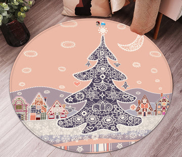 3D Snowfield Tree 66022 Christmas Round Non Slip Rug Mat Xmas