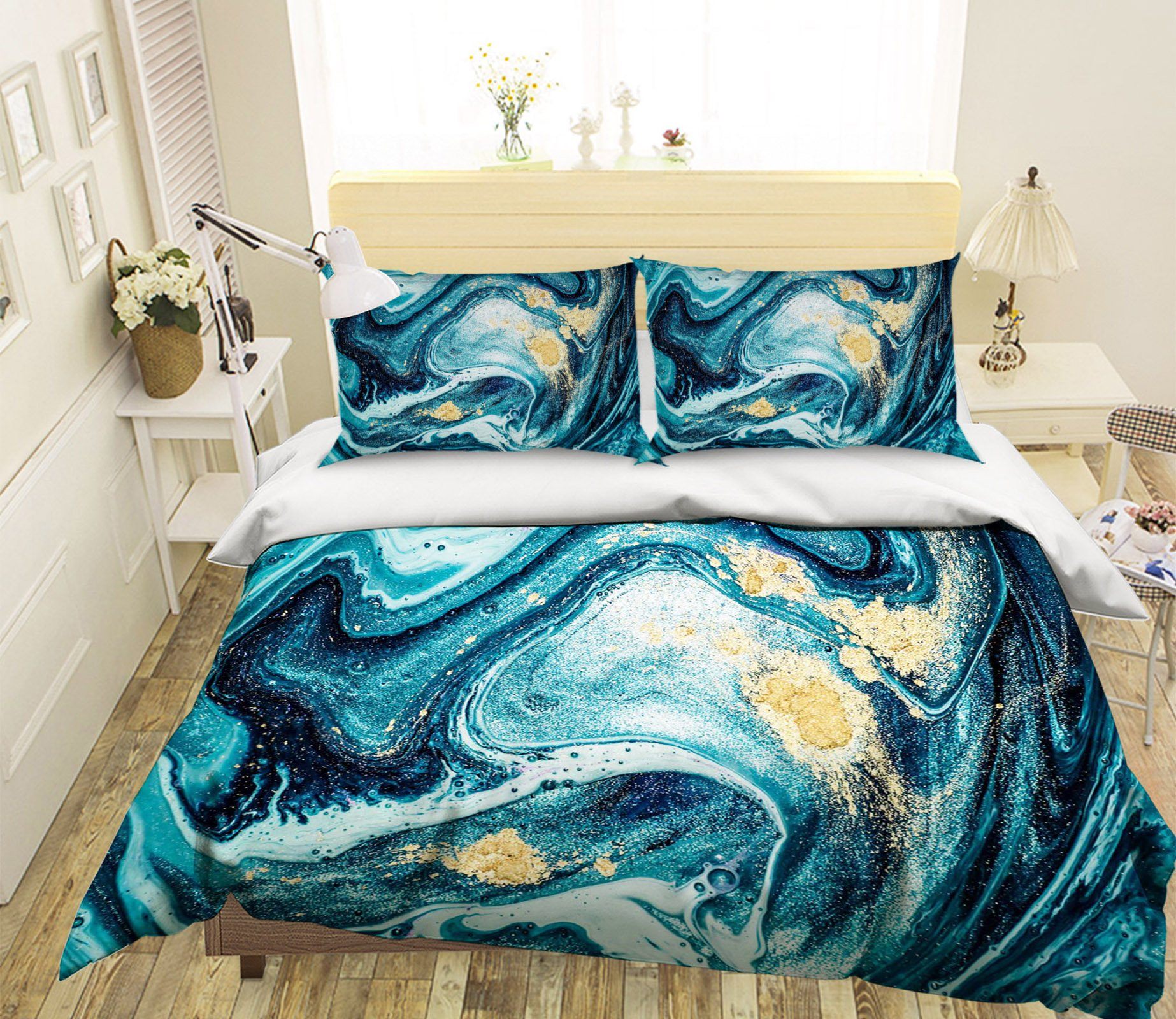 3D Blue Sand Turbulence 068 Bed Pillowcases Quilt Wallpaper AJ Wallpaper 