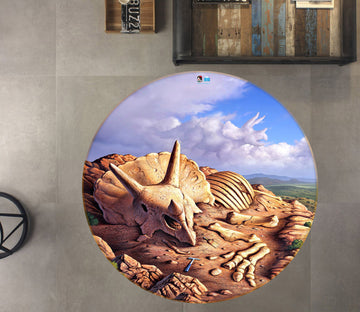 3D Dinosaur Fossil 83124 Jerry LoFaro Rug Round Non Slip Rug Mat