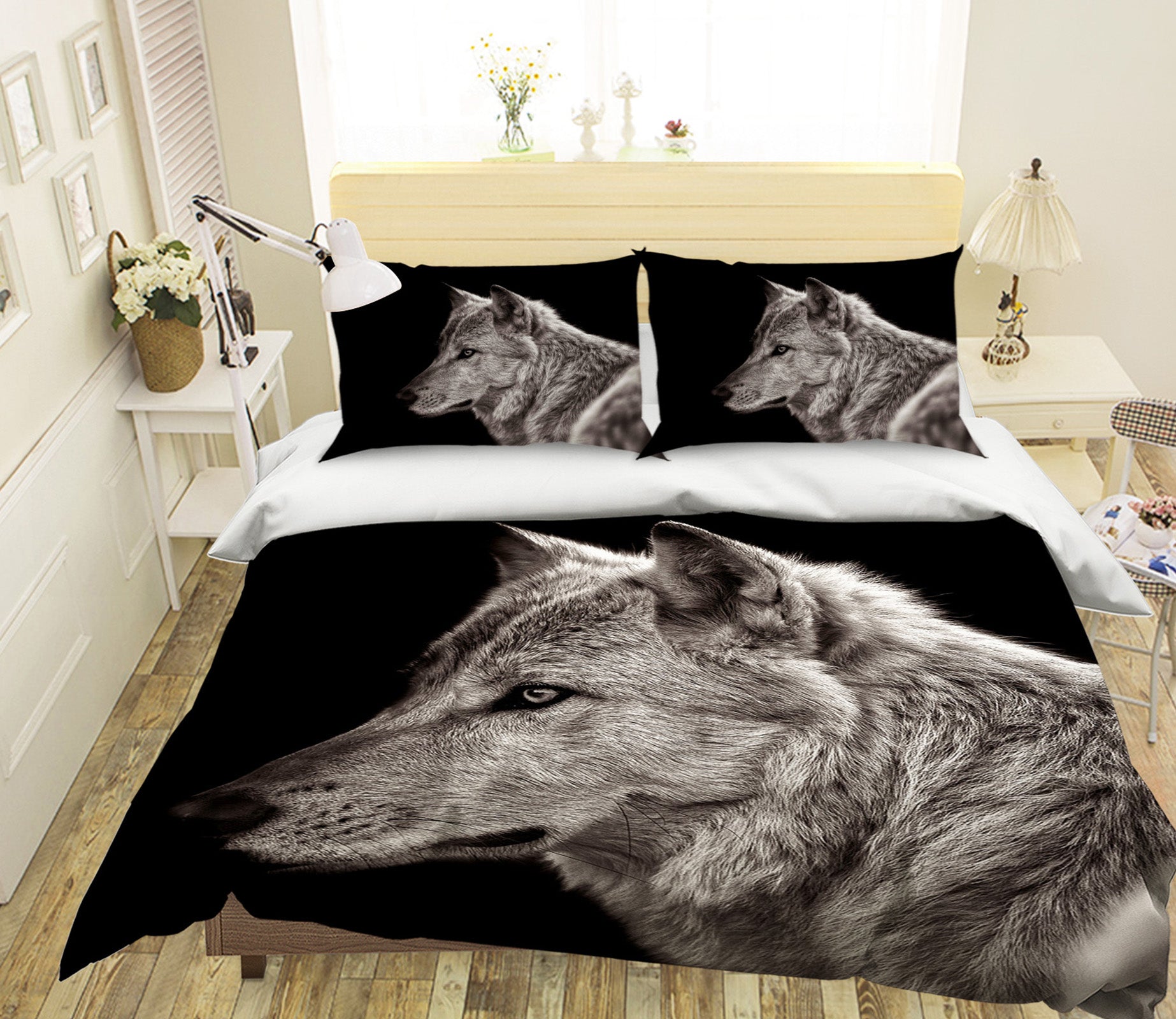 3D Black Wolf 051 Bed Pillowcases Quilt