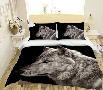 3D Black Wolf 051 Bed Pillowcases Quilt