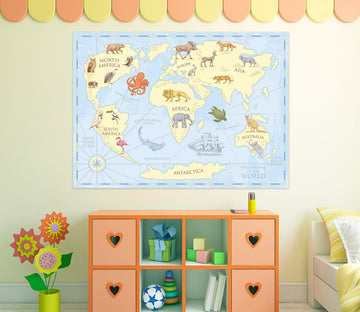 3D Cute Animal 262 World Map Wall Sticker Wallpaper AJ Wallpaper 2 