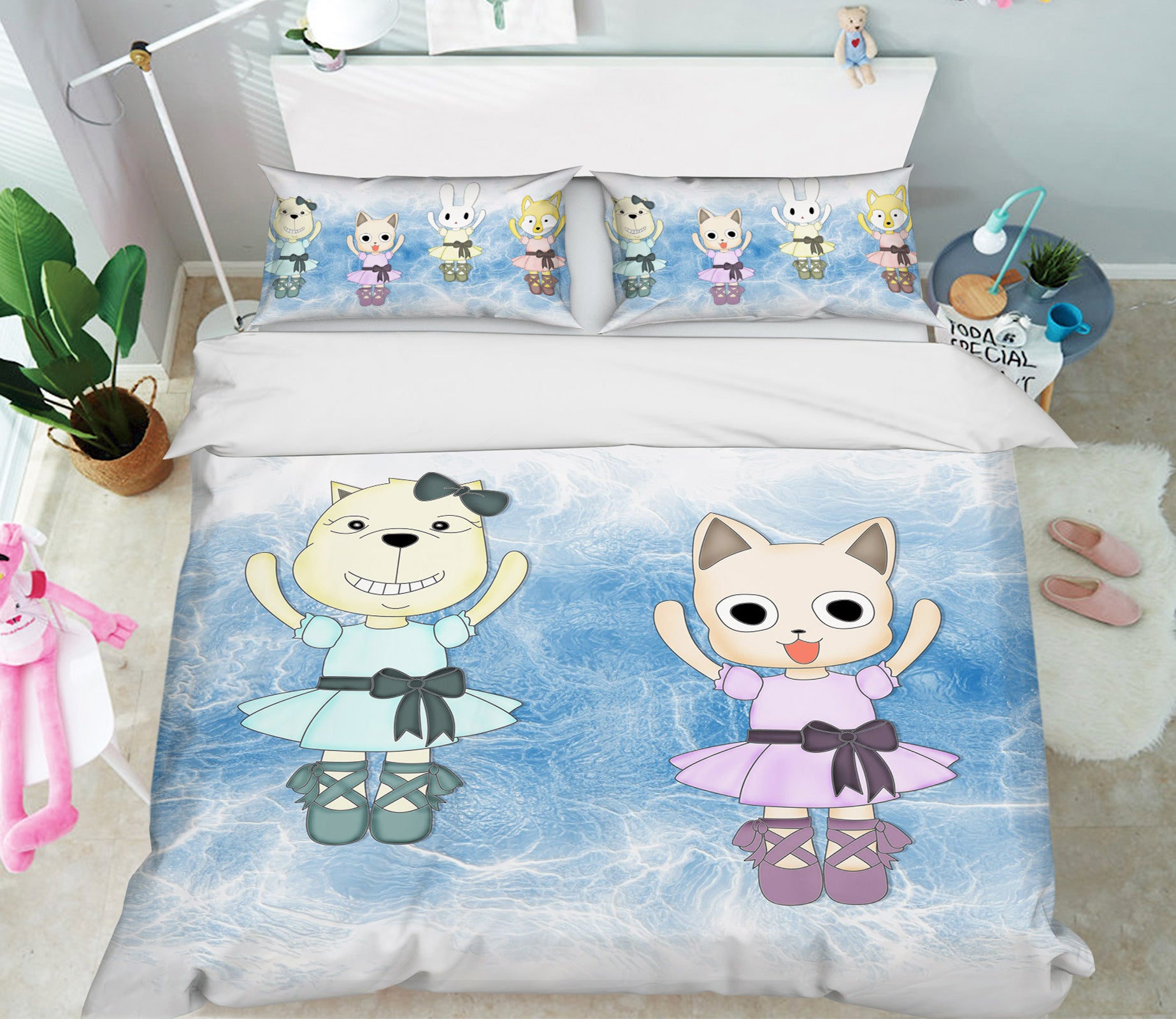 3D Cartoon Cat 13089 Bed Pillowcases Quilt