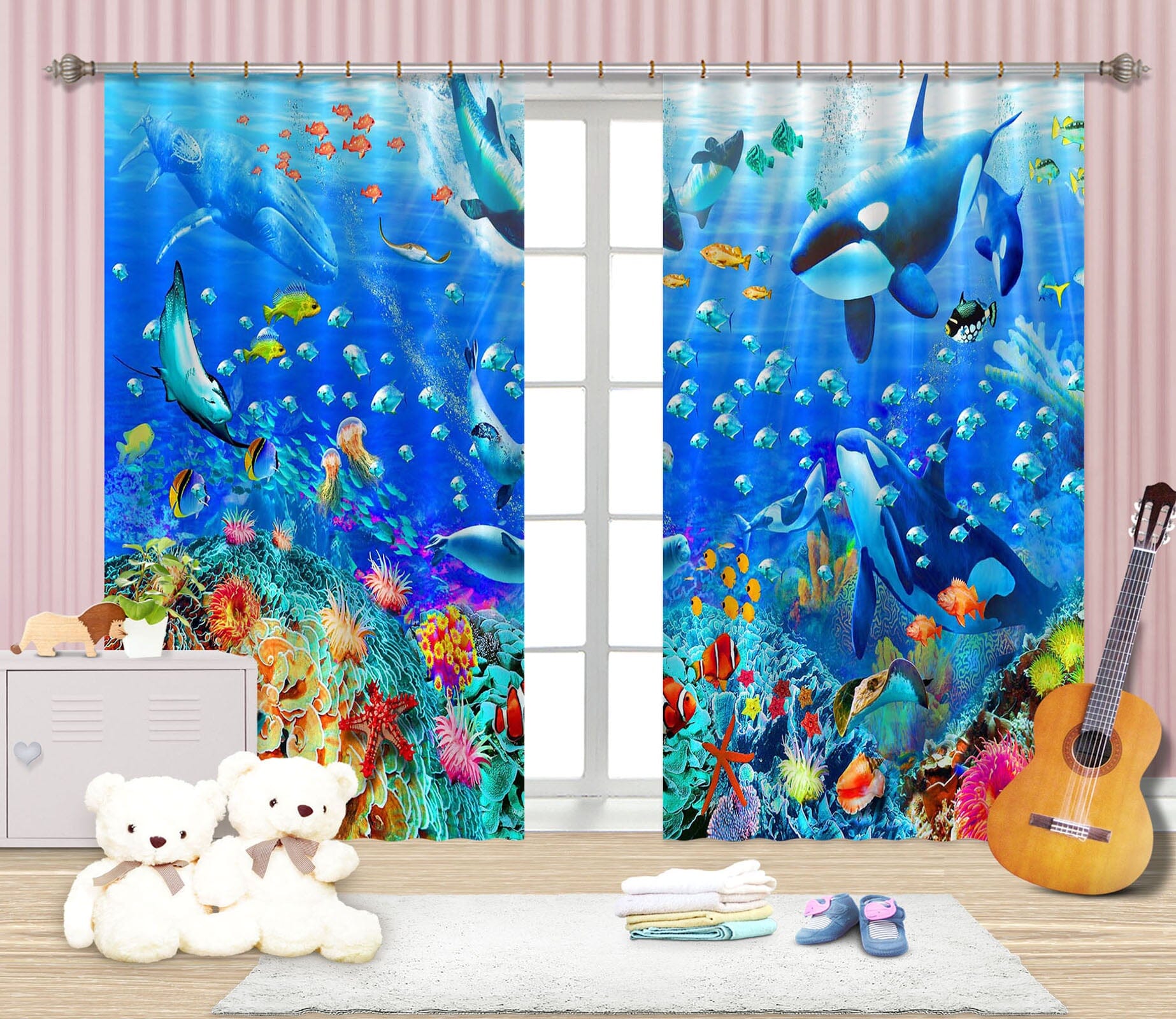 3D Underwater Panorama 050 Adrian Chesterman Curtain Curtains Drapes Curtains AJ Creativity Home 