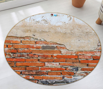 3D Old Brick Wall 74188 Round Non Slip Rug Mat