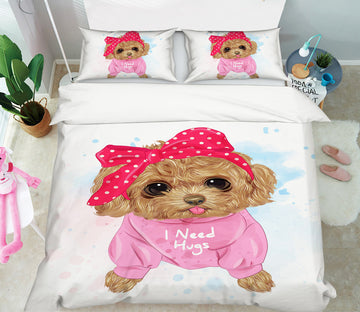 3D Teddy Dog 59042 Bed Pillowcases Quilt