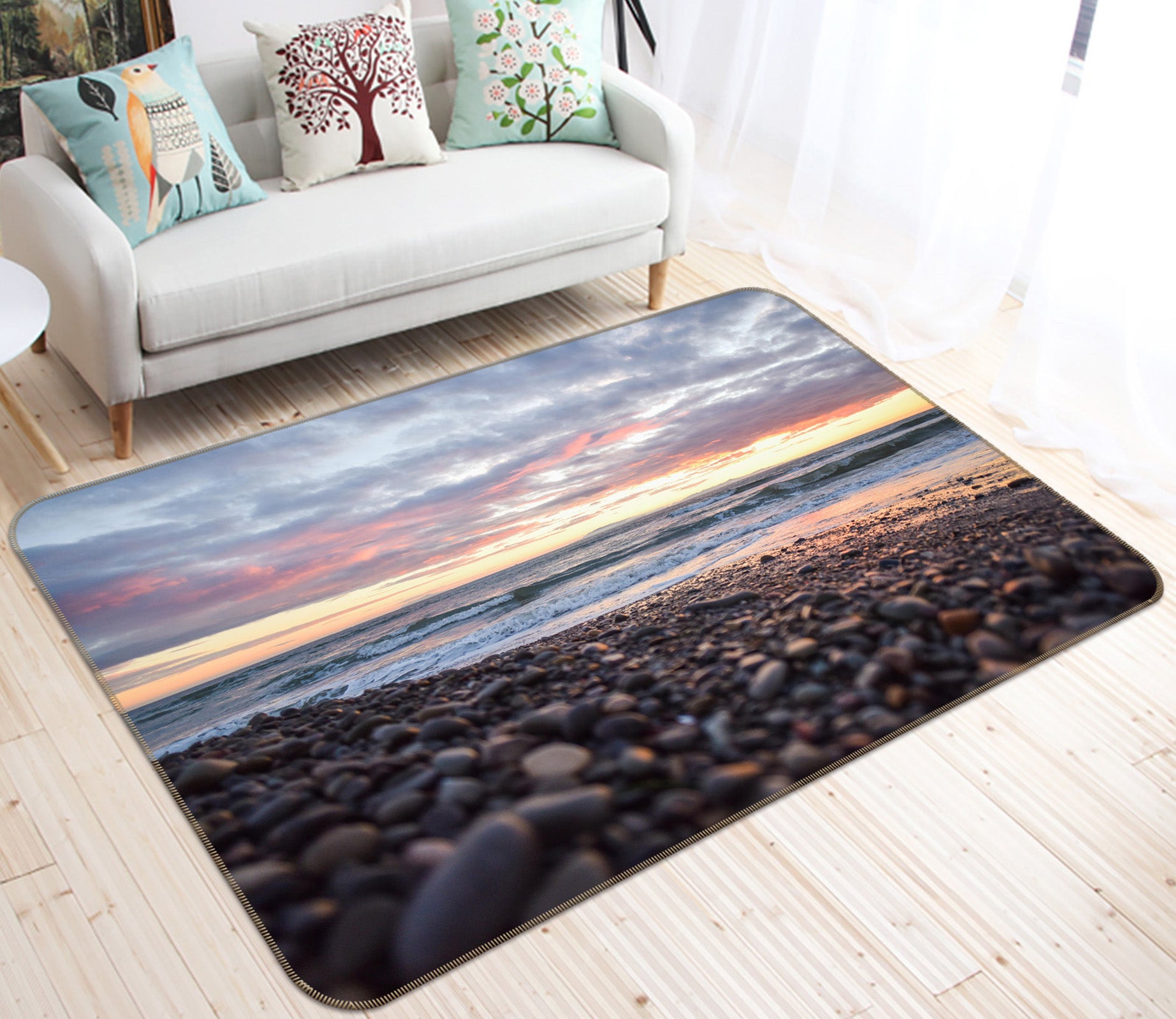 3D Pebbles Seaside 36104 Non Slip Rug Mat