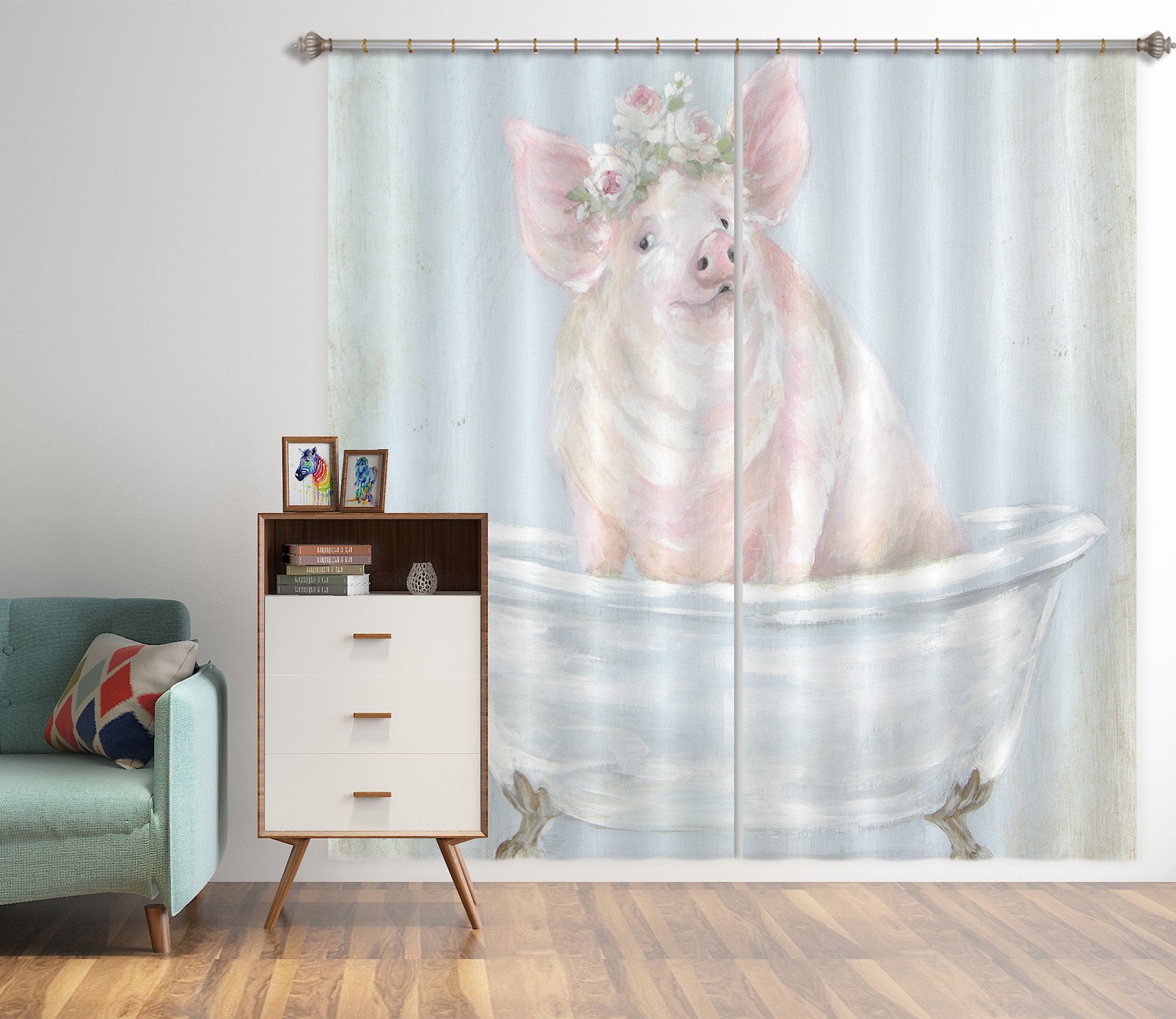 3D Wreath Pig Tub 3058 Debi Coules Curtain Curtains Drapes