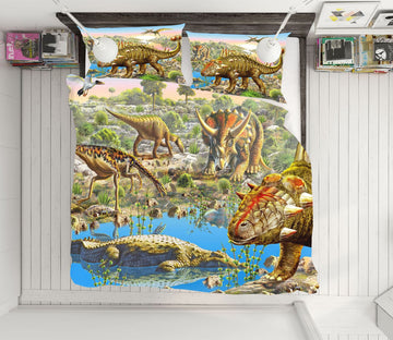 3D Dinosaur World 2101 Adrian Chesterman Bedding Bed Pillowcases Quilt Quiet Covers AJ Creativity Home 