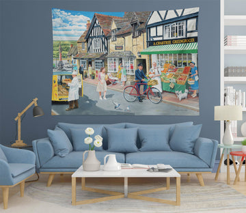 3D Street Buildings Shops 11265 Trevor Mitchell Tapestry Hanging Cloth Hang