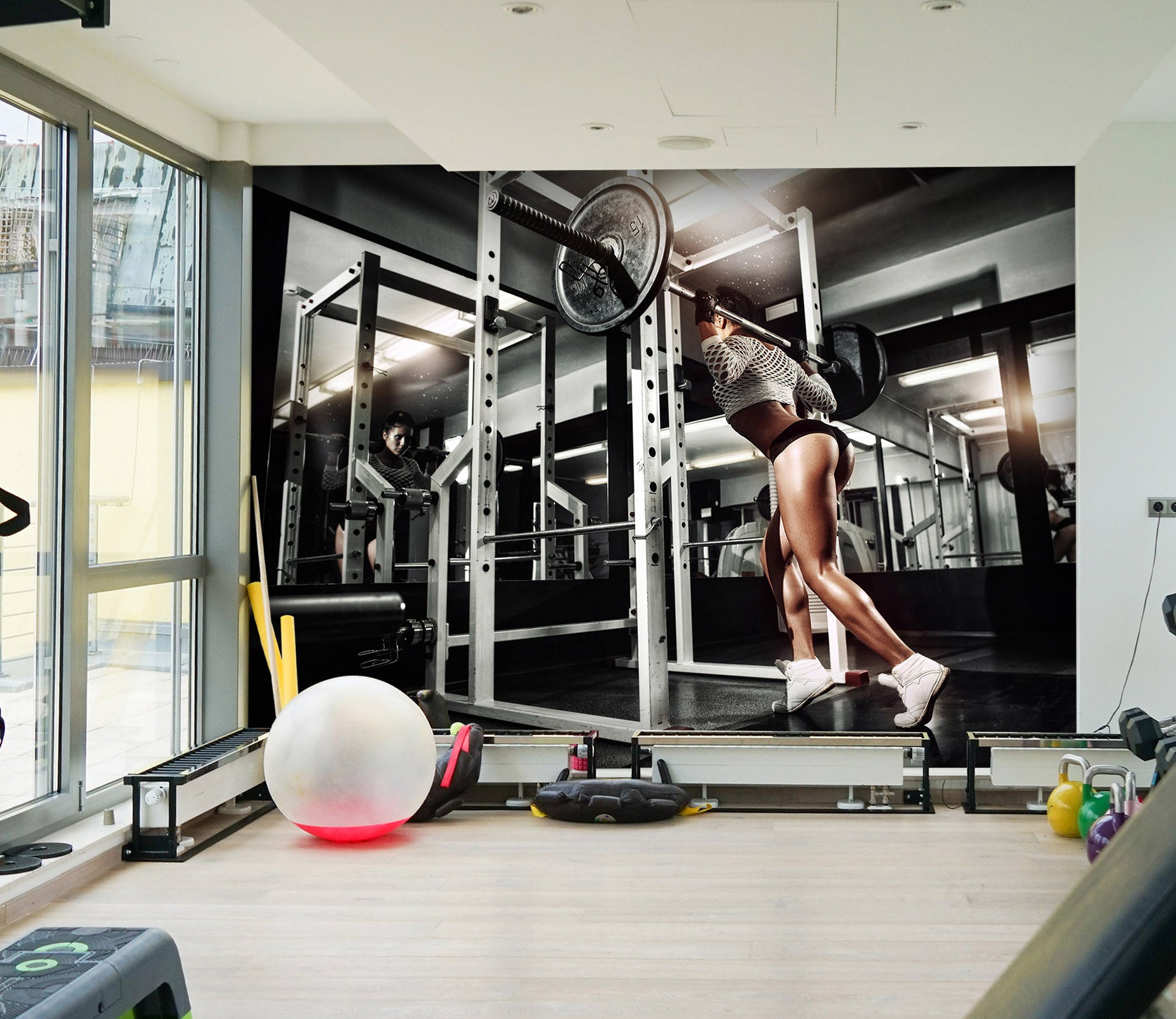 3D Girl Barbell 029 Wall Murals Wallpaper AJ Wallpaper 2 